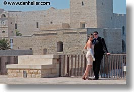 couples, europe, horizontal, italy, people, puglia, seaside, trani, walls, wedding, photograph