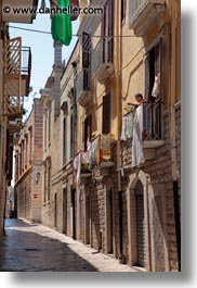 balconies, europe, from, hangings, italy, laundry, puglia, streets, trani, vertical, womens, photograph
