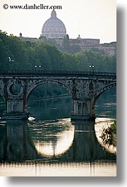 bridge, buildings, domes, europe, italy, rome, structures, vertical, photograph