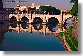 bridge, europe, horizontal, italy, reflections, rivers, rome, photograph