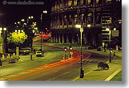 cars, europe, horizontal, italy, lights, motion blur, nite, rome, streaks, photograph