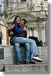 conceptual, content, couples, emotions, europe, happy, italy, people, romantic, rome, sitting, smiling, vertical, photograph