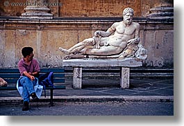 europe, horizontal, italy, looking, men, people, rome, statues, photograph