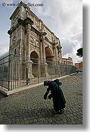 arches, architectural ruins, constantine, europe, italy, rome, vertical, womens, photograph