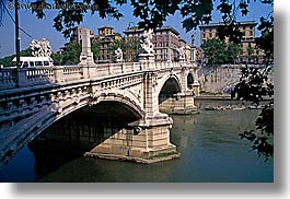 architectural ruins, bridge, europe, horizontal, italy, leaves, nature, roman, rome, photograph