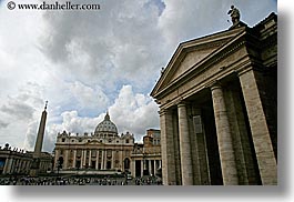 churches, clouds, europe, horizontal, italy, nature, pillars, rome, sky, st peters, vatican, photograph