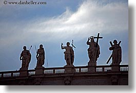 arts, clouds, crosses, europe, horizontal, italy, marble, materials, nature, religious, rome, sky, statues, vatican, photograph