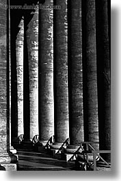black and white, europe, italy, pillars, rome, vatican, vertical, photograph
