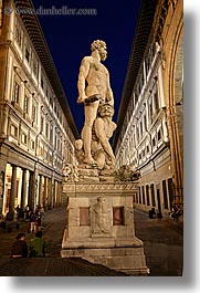 arts, buildings, europe, florence, italy, long exposure, museums, nite, sculptures, statues, tuscany, uffizio, vertical, photograph