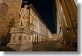 arts, buildings, europe, florence, horizontal, italy, long exposure, motion blur, museums, nite, sculptures, statues, tuscany, uffizio, photograph