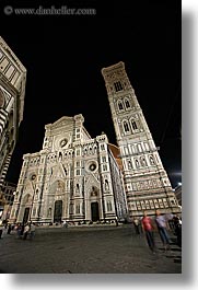 buildings, campanile di giotto, churches, europe, florence, italy, nite, religious, slow exposure, tuscany, vertical, photograph