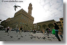 birds, buildings, europe, florence, fortress, horizontal, italy, palace, palazzio, tuscany, vecchio, photograph