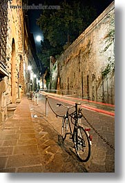 alleys, bicycles, europe, florence, italy, light streaks, moon, nite, slow exposure, tuscany, vertical, photograph
