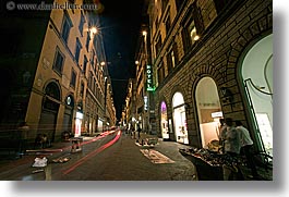 cars, europe, florence, horizontal, italy, light streaks, long exposure, nite, streets, tail lights, tuscany, photograph