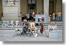 artists, europe, florence, horizontal, italy, painters, paintings, people, sitting, tuscany, photograph