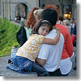 childrens, europe, fathers, florence, girls, hugging, italy, people, sitting, square format, tuscany, photograph