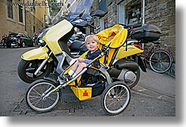 boys, childrens, europe, florence, happy, horizontal, italy, jacks, motorcycles, people, stroller, toddlers, tuscany, photograph