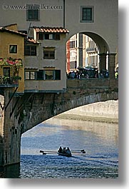 boats, bridge, europe, florence, italy, ponte vecchio, rivers, row boat, tuscany, vertical, photograph