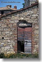 buildings, doors, europe, italy, stones, tuscany, vertical, photograph
