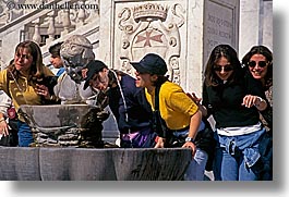 drinking, europe, fountains, from, girls, horizontal, italy, teenagers, tuscany, womens, photograph