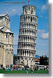 crowds, europe, italy, leaning, people, pisa, towers, tuscany, vertical, photograph