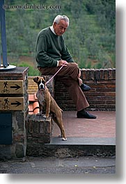 europe, italy, men, puppies, senior citizen, tuscany, vertical, photograph
