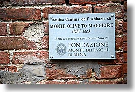bricks, europe, horizontal, italy, monastery, monestaries, monte oliveto maggiore, signs, tuscany, photograph
