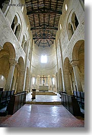abbey, bricks, churches, corridors, europe, italy, monestaries, religious, sant antimo, tuscany, vertical, windows, photograph
