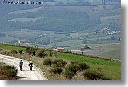 dirt road, europe, hikers, horizontal, italy, paths, people, scenery, scenics, tuscany, photograph
