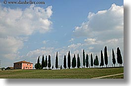clouds, cyprus, europe, horizontal, houses, italy, scenics, trees, tuscan, tuscany, photograph