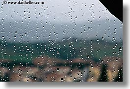 europe, horizontal, italy, raindrops, scenics, tuscany, windows, photograph