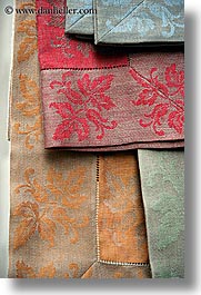 colored, europe, fabrics, italy, linens, montalcino, textiles, towns, tuscany, vertical, photograph