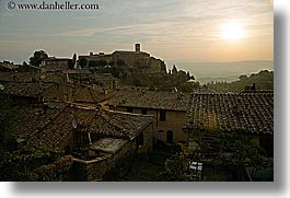 europe, horizontal, italy, montalcino, rooftops, scenics, sunrise, towns, tuscany, photograph
