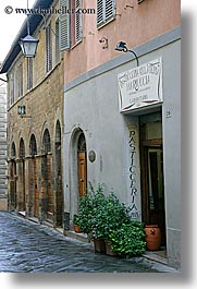europe, italy, montalcino, plants, restaurants, stores, towns, tuscany, vertical, photograph