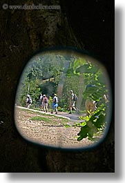 etruscan cuts, europe, hikers, italy, mirrors, pitigliano, towns, tuscany, vertical, photograph