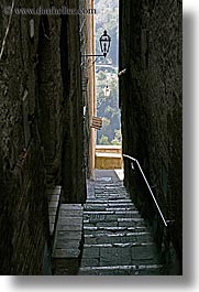 alleys, cobblestones, europe, italy, lamp posts, narrow streets, pitigliano, stairs, streets, towns, tuscany, vertical, photograph