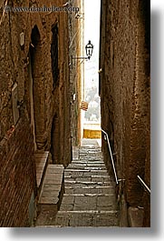 alleys, cobblestones, europe, italy, lamp posts, narrow streets, pitigliano, stairs, streets, towns, tuscany, vertical, photograph