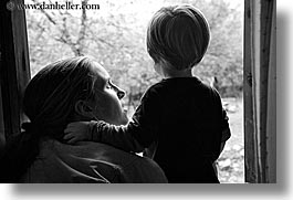 babies, black and white, boys, childrens, europe, horizontal, italy, jacks, jills, mothers, poderi di coiano, toddlers, towns, tuscany, windows, womens, photograph