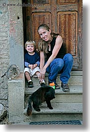 babies, boys, cats, childrens, doors, europe, italy, jack and jill, mothers, poderi di coiano, toddlers, towns, tuscany, vertical, womens, photograph