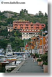europe, harbor, hills, hotels, italy, porto ercole, towns, tuscany, vertical, photograph