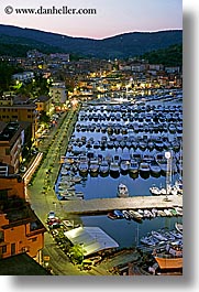 dusk, europe, harbor, italy, long exposure, nite, porto ercole, towns, tuscany, vertical, photograph