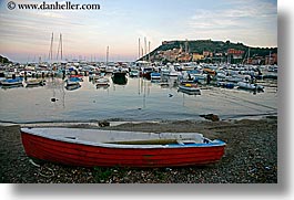 beaches, boats, europe, harbor, horizontal, italy, porto ercole, rowboats, towns, tuscany, photograph