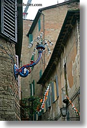 arts, bricks, europe, italy, lamp posts, siena, street lamps, towns, tuscany, vertical, photograph