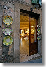 ceramics, doors, europe, italy, sorano, stores, towns, tuscany, vertical, photograph