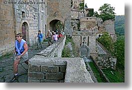 cobblestones, europe, horizontal, italy, people, sorano, streets, tourists, towns, tuscany, walking, photograph