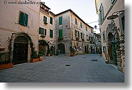 archways, buildings, doors, europe, horizontal, italy, sorano, streets, towns, tuscany, windows, photograph