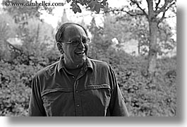 black and white, dale, europe, glasses, happy, horizontal, italy, laugh, men, people, steve, tourists, tuscany, photograph