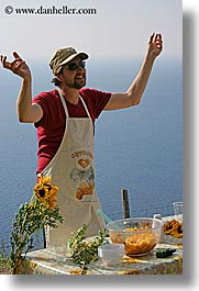 apron, dance, dancing, europe, foods, happy, hats, italy, leaders, men, picnic, roberto, sunglasses, tourists, tuscany, vertical, photograph