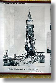 campanile, europe, falling, italy, st marco, st marks, venecia, venezia, venice, vertical, photograph