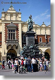 adam mickiewicz, arts, crowds, europe, krakow, people, poland, statues, vertical, photograph